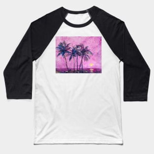 Palms Under Purple Sky Baseball T-Shirt